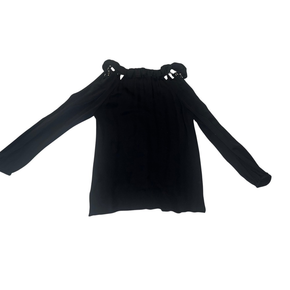 KOBI HALPERIN Split sleeve Crew Neck Long   size S Minimalist Monochrome Black